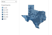 NOAA Storm database flood events by county in Texas