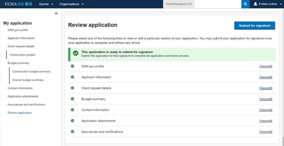 Application Review Screen Shot