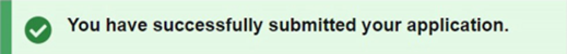 You have successfully submitted your application screen shot