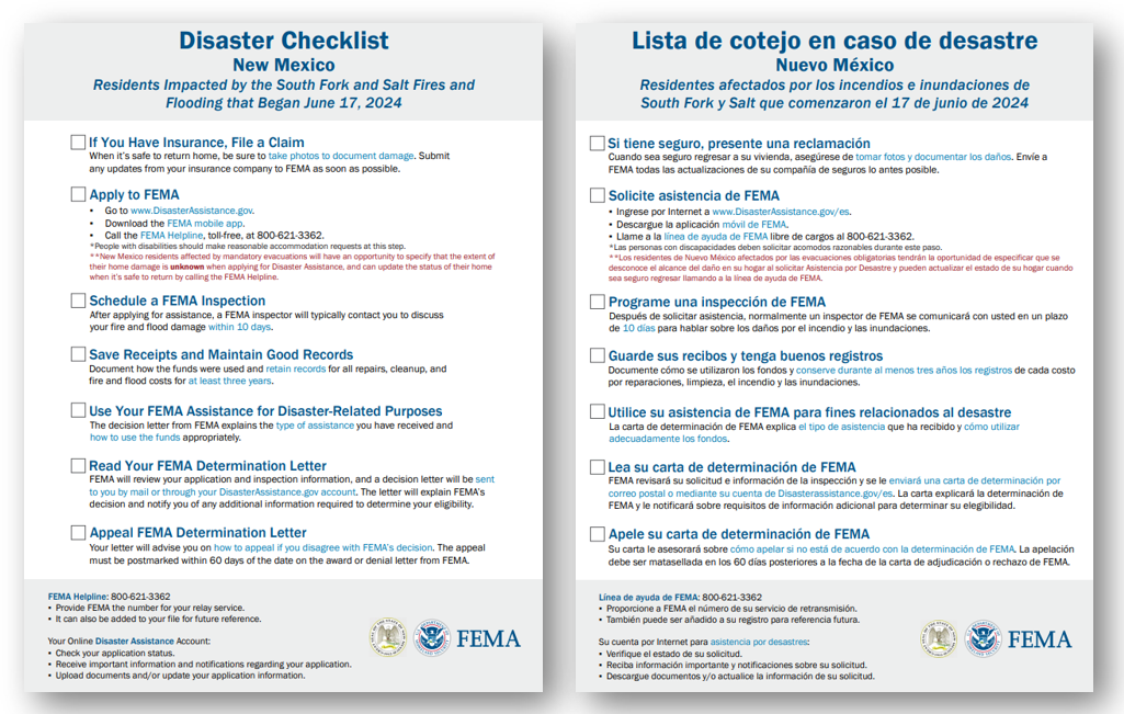 NM Disaster Checklist