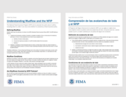 Front pages of the Fact Sheets Understanding Mudflow and the NFIP in English and Spanish