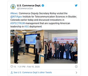 Commerce Deputy Secretary Kelley visited the @NTIAgov  Institute for Telecommunication Sciences in Boulder, Colorado