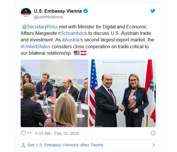 Secretary of Commerce Wilbur Ross in Vienna