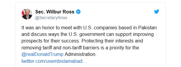 It was an honor to meet with U.S. companies based in Pakistan and discuss ways the U.S. government can support improving prospects for their success.