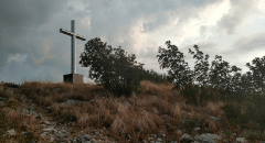A stainless steel cross memorializes Secretary Ronald H. Brown and 34 others in Croatia.