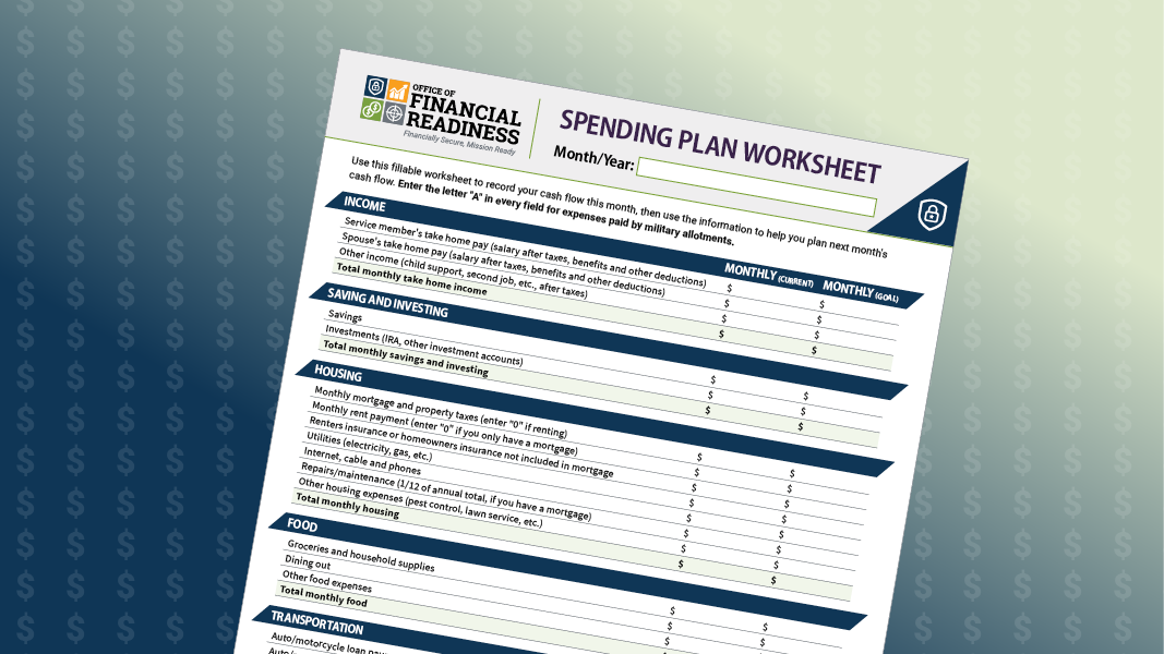 Spending Plan Worksheet