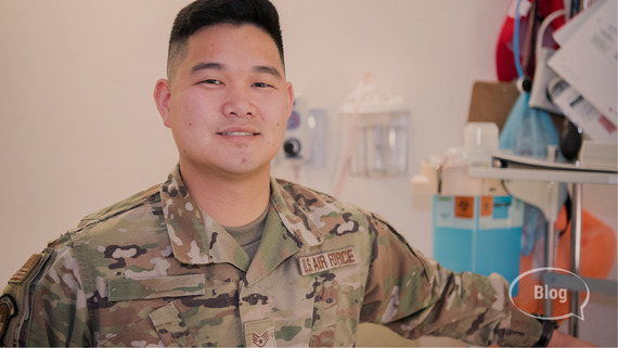 Service member near medical equipment
