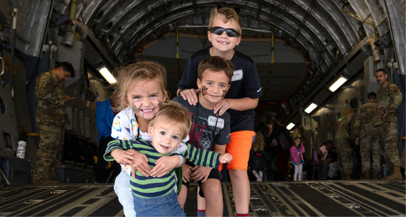 Young  kids inside of aircraft