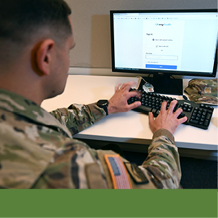 Service member logging in to new system.