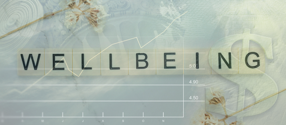 Word tiles that spell wellbeing