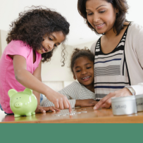 parent counting money with children