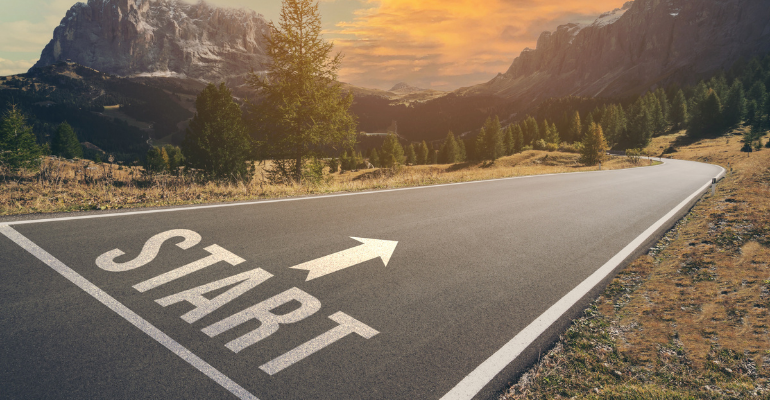 the start of a road journey