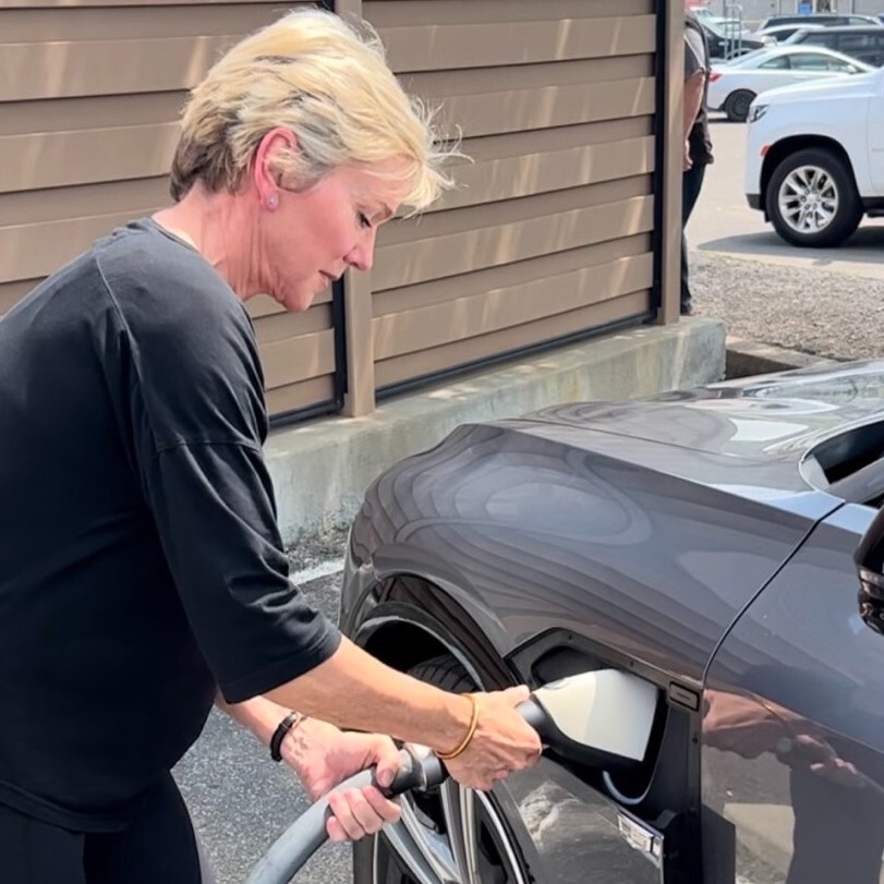 Secretary Granholm at a charging station in Tennessee on June 29, 2023.
