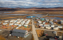 An aerial view of Unalakleet, Alaska, a remote village on the coast of the Bering Sea, about 400 miles northwest of Anchorage. 