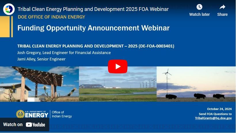 Tribal Clean Energy Planning and Development FOA Webinar