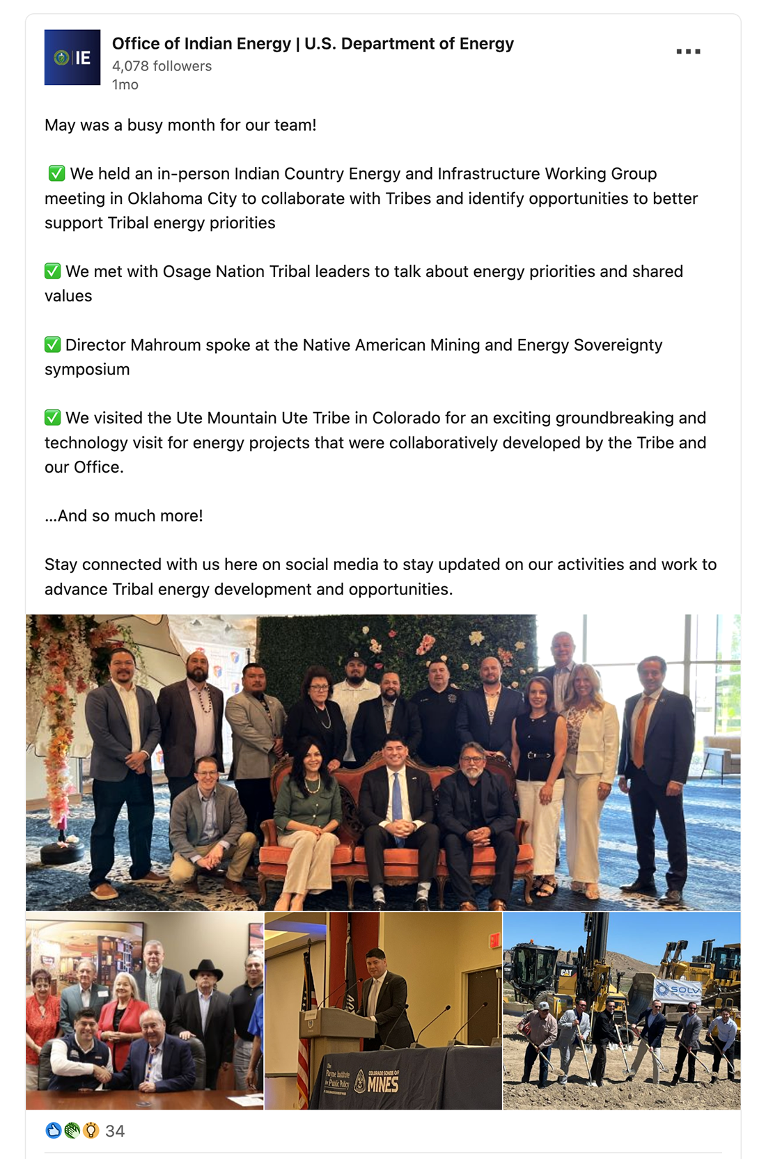 Screenshot of Indian Energy LinkedIn post