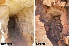 This before-and-after photo shows safeguarding at the Peggy Mine in Colorado, part of the Long Park pilot project.