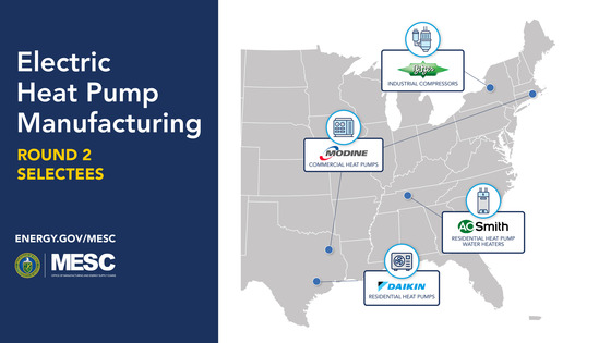 MESC Domestic Heat Pump Manufacturing Project Selectee Map 2024