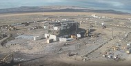 Screenshot photo from the time lapse video of the Plutonium Finishing Plant demolition.  