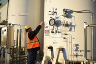 Waste Treatment and Immobilization Plant crews recently filled tanks with gases outside the Analytical Laboratory.