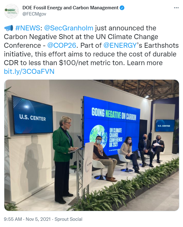 @SecGranholm just announced the Carbon Negative Shot at the UN Climate Change Conference