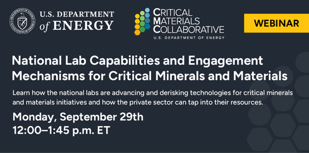 Critical Minerals and Materials Webinar on September 29 2025