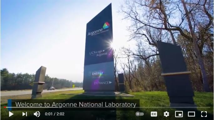 Screenshot of a video showing the sign to Argonne National Laboratory