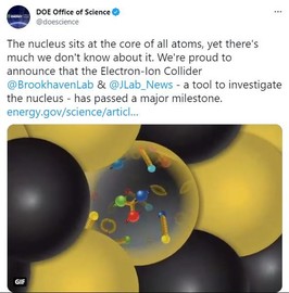 Tweet about the electron ion collider with an illustration of the inside of the ion