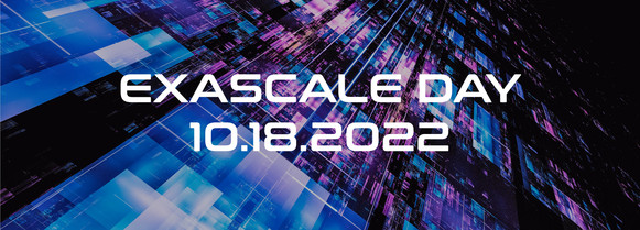 Exascale Day - 10.18.2022 with an abstract graphic behind it