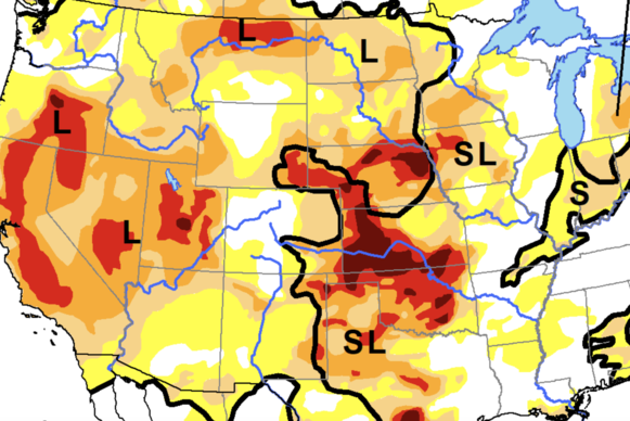 Heat map of the Midwest U.S. showing dark red in Iowa and Nebraska