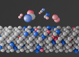 Molecular diagram of a germanium semiconductor with dilute silicon and tin atoms that group together in Si-Ge-Sn sets