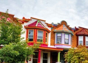 Row of colorful homes in Baltimore