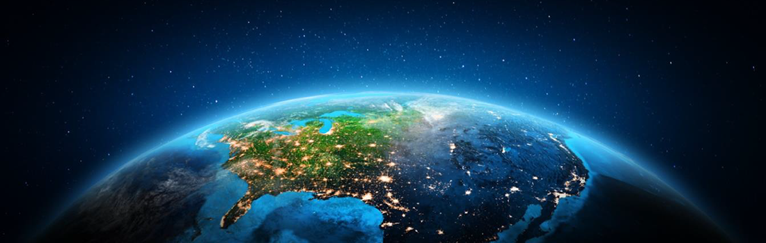 Aerial view of Earth at night