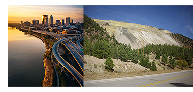 Two natural landscapes side by side