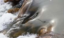 Water flowing on rocks.