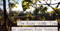 Video still that reads: The river walk trial at Cosumnes River Preserve.