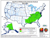 U.S. Map with wildfire outlook.