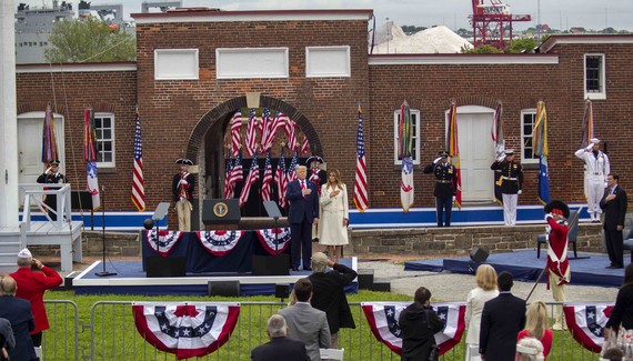 President Trump and First Lady Melania Trump at Fort McHenry National Monument and Historic Shrine for a Memorial Day ceremony.