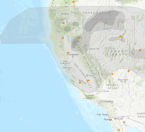 Map of smoke in California