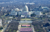 View of the US Capitol from above on inauguration day.