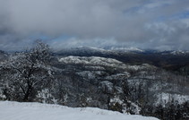 A snowy mountain landscape.