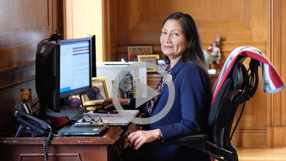 Secretary Haaland in her office