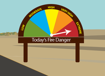 A graphic that reads: Know the fire danger in your area and be aware of fire restrictions. 