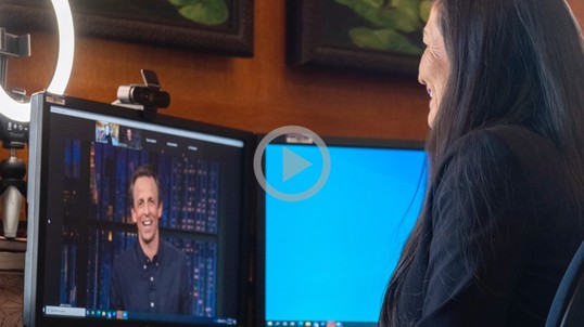 Secretary Haaland talks with Seth Meyers on video chat