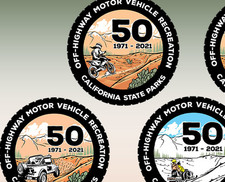 Decals of the 50th anniversary logos for the outdoor recreation foundation.