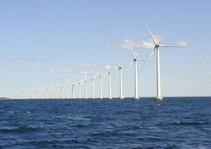 Wind farm in the ocean. 