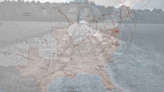 A map of the Underground Railroad routes
