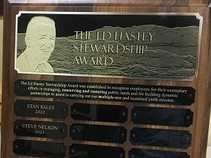 Photo of the Ed Hastey Award placard
