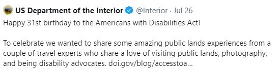 Happy 31st birthday to the Americans with Disabilities Act!  Here a couple of travel experts who share a love of visiting public lands