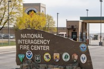 The National Interagency Fire Center sign.